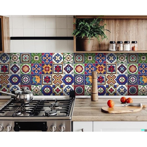 Homeroots 4 x 4 in. Mediterra Blue Celestial Mosaic Peel & Stick Removable Tiles 400430 - main